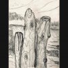 Drei Buhnenpfaehle - Bleistift - 24 x 20 cm 